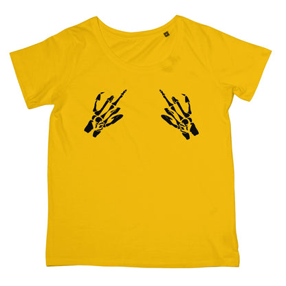 Halloween Apparel - Swearing Skeleton Bone Hands Haloween Spooky Horror Fan Women's Retail T-Shirt