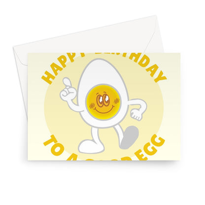 Happy Birthday To A Good Egg Funny Cute Pun Food Retro Cartoon Love Greeting Card