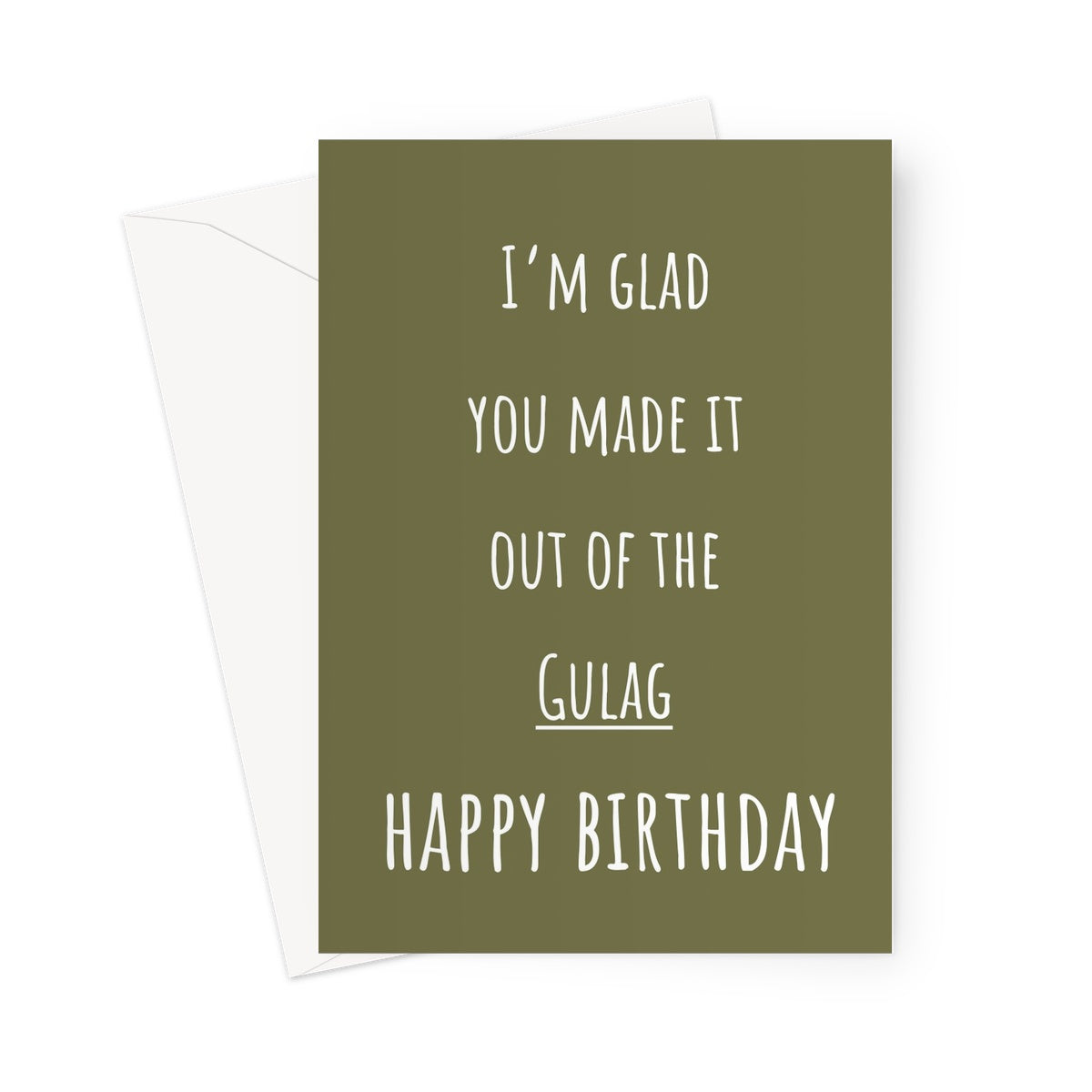 Gulag Birthday Olive Colour Custom Greeting Card