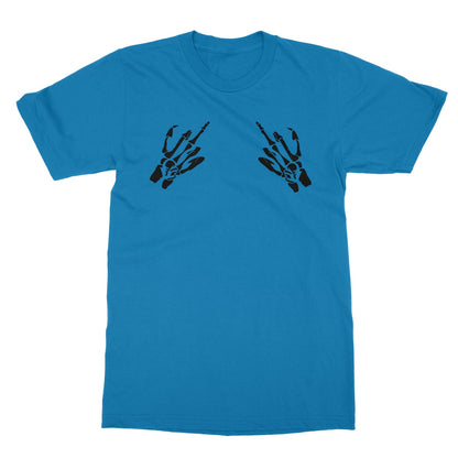 Halloween Apparel - Swearing Skeleton Bone Hands Haloween Spooky Horror Fan Softstyle T-Shirt