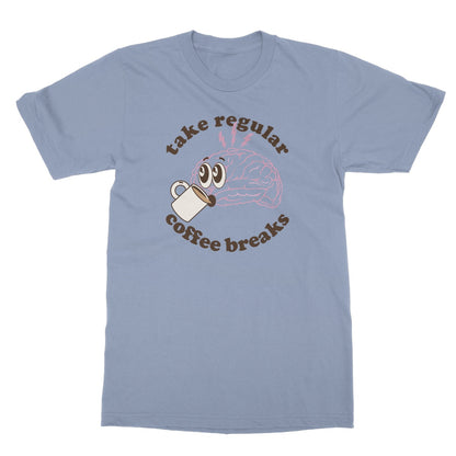 Take Regular Coffee Breaks Funny Caffeine Cafe Work Office Brain Vintage Retro Style Softstyle T-Shirt