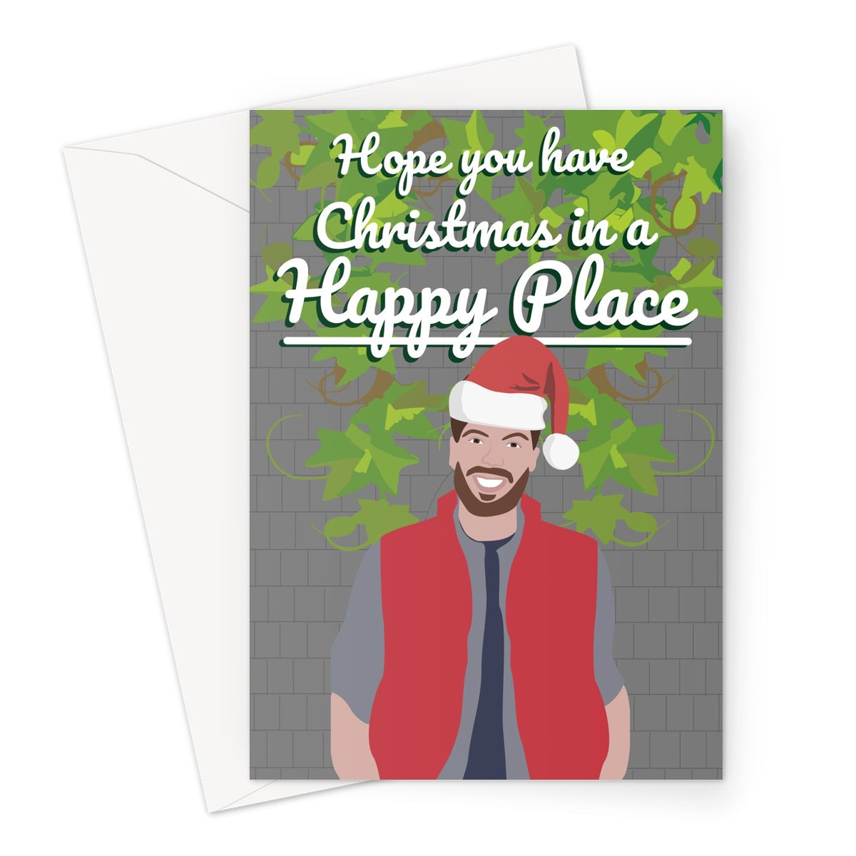 Hope You Have Christmas in a Happy Place Funny I'm a Celeb Celebrity Jordan North Busy Tucker Trial TV Xmas Greeting Card