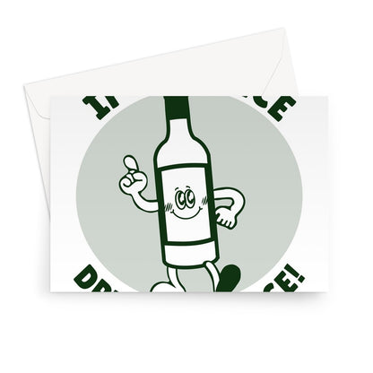 If It's Nice Drink It Twice Birthday Gift Alcohol Funny Wine Bottle Retro Cartoon Greeting Card