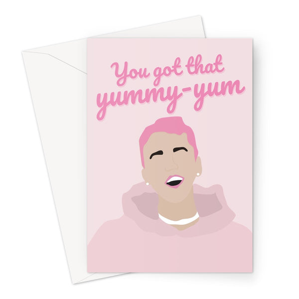 You Got That Yummy Yum Justin Bieber Meme Funny Love Fan Valentine's Day Birthday Anniversary Greeting Card
