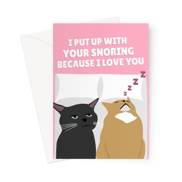 I Put Up With Your Snoring Because I Love You Funny Tiktok Cats Angry Sleep Valentine's Day Anniversary Greeting Card