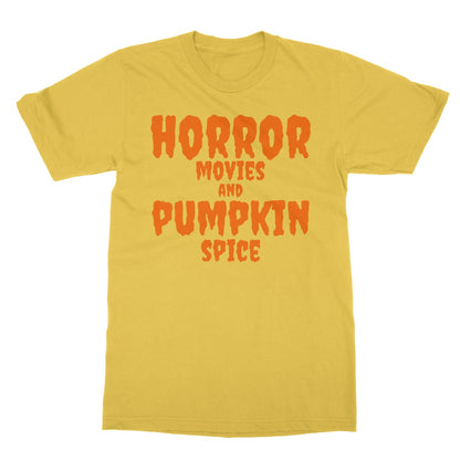 Halloween Apparel - Horror Movies and Pumpkin Spice  Softstyle T-Shirt