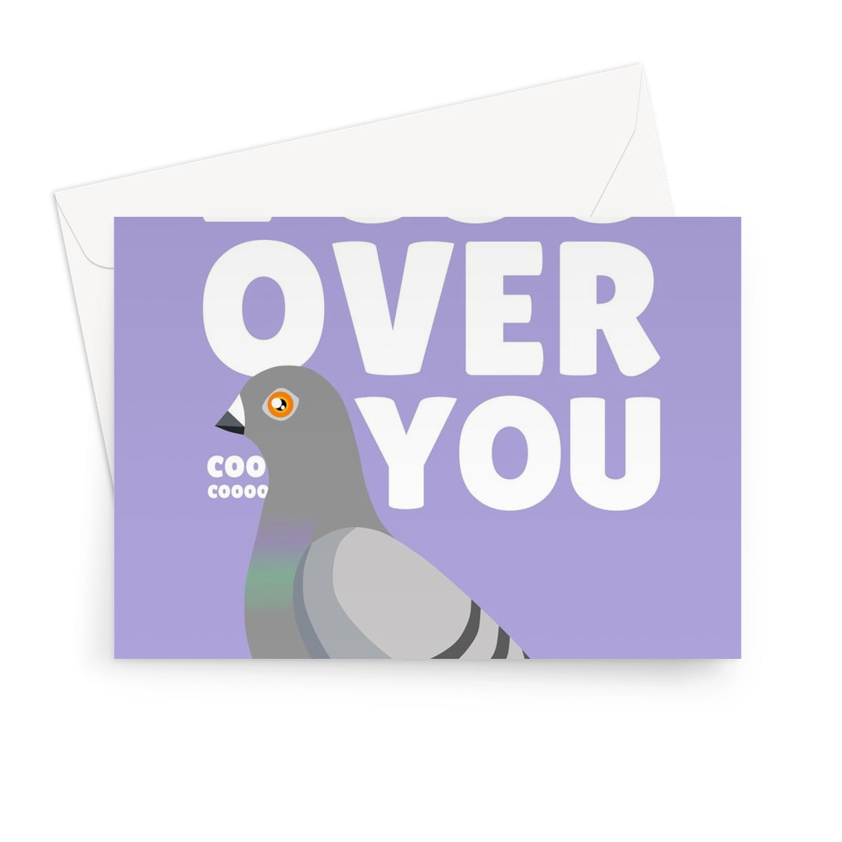 I Coo Over You Cute Pigeon Valentine's Day Birthday Anniversary Pun Animals Nature Greeting Card