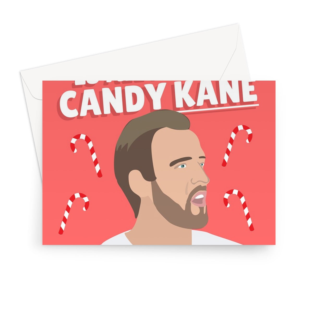 Christmas is All About Candy Kane Funny Pun Harry Football Player England Candy Cane  Greeting Card