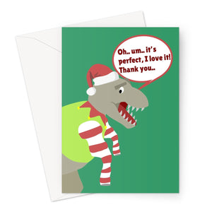 T-Rex Long Jumper Short Arms Wrong Present Funny Christmas Xmas Gift Dinosaur Fan Greeting Card