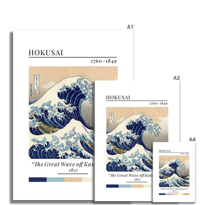 Hokusai Great Wave Off Kanagawa - Classic Art Collection - Wall Art Colour Palette Dorm Bedroom Living Room Print Vintage Wall Art Poster