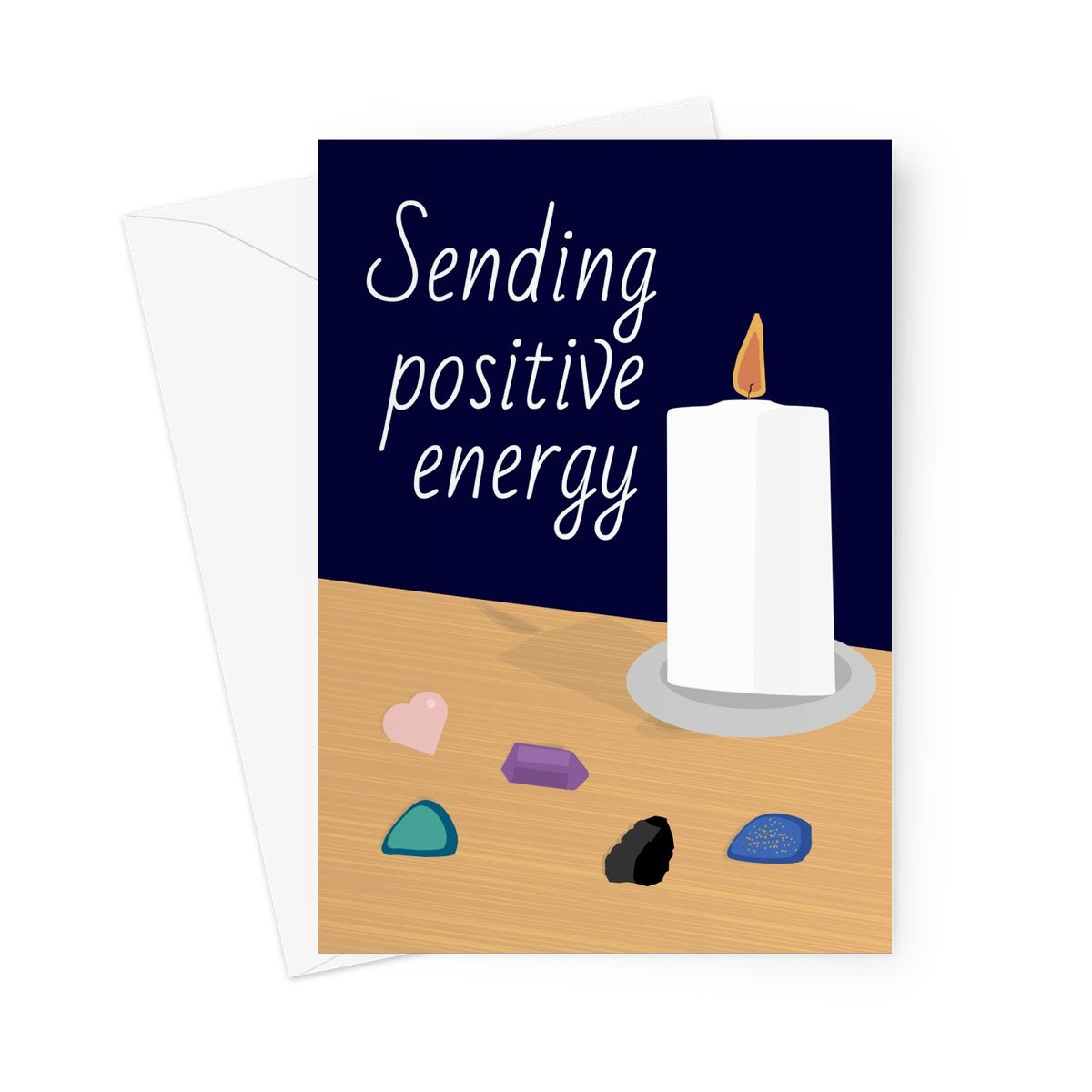 Sending Positive Energy Candle Crystals Healing Love Positivity Birthday Anniversary Rocks  Greeting Card