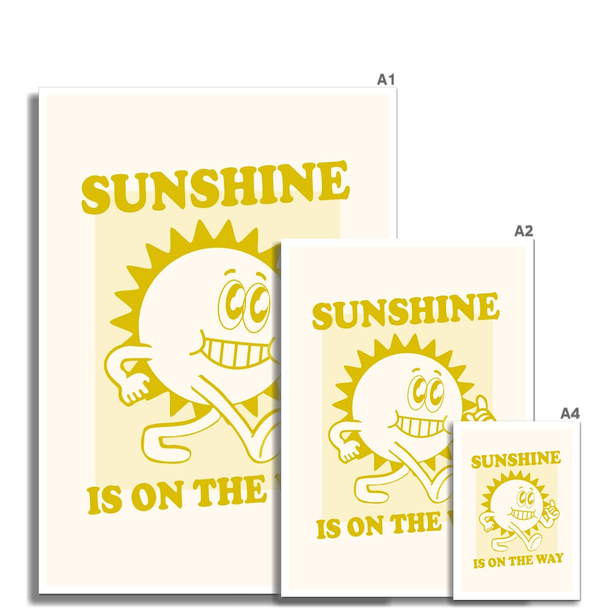 Sunshine Is On The Way - Vintage Cartoon Collection - Wall Art Poster Print Retro Mantra Positive Vibes Office Home Remote Work Wall Art Poster