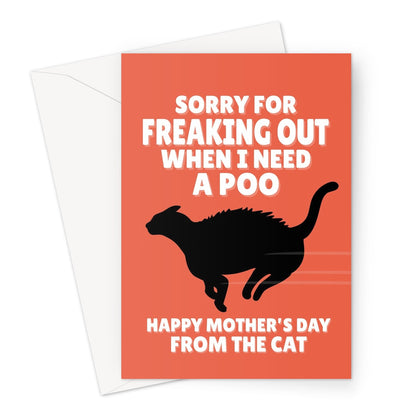 Sorry For Freaking Out When I Need A Poo From The Cat Mother's Day Funny Pet Kitty Kitten Owner Scared Running Zoomies Greeting Card