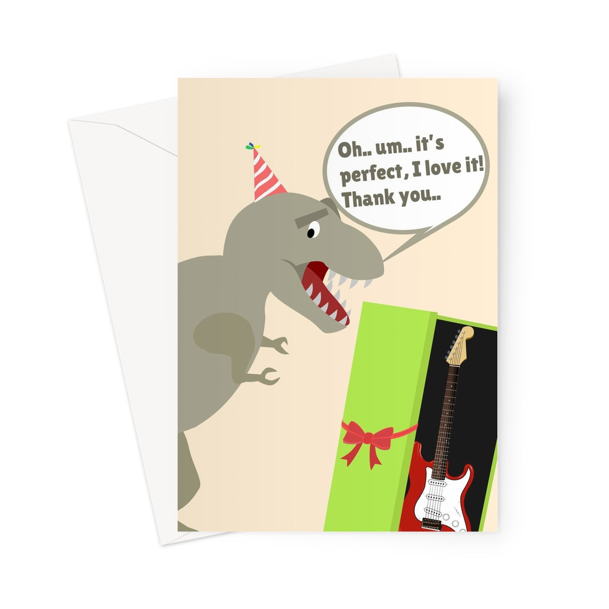 T-rex Birthday Guitar Short Arms Cute Funny Dinosaur Fan Birthday  Greeting Card