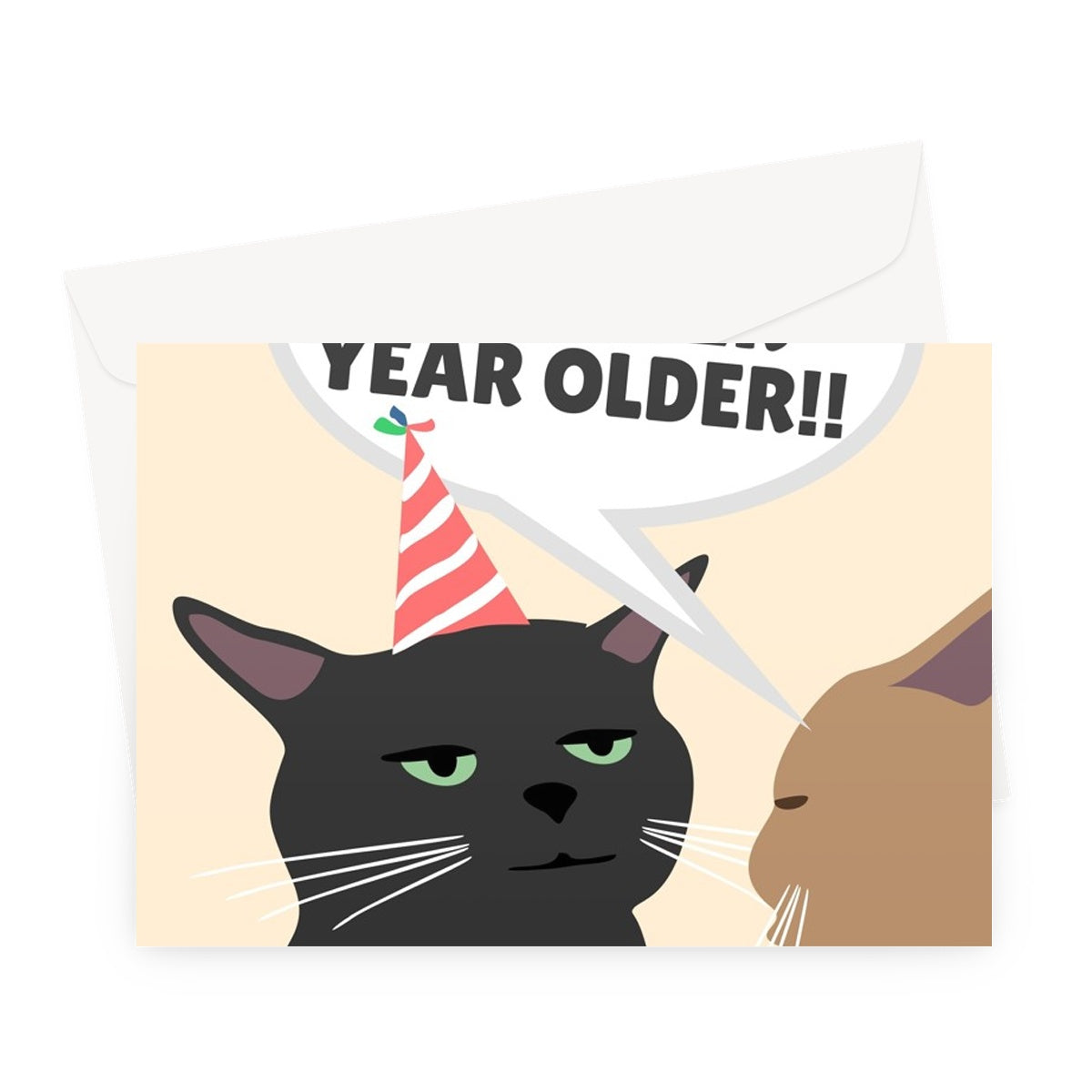 You're Another Year Older Funny Meme Zoned Out Annoyed Black Cat Video Birthday Pets Unimpressed  Greeting Card