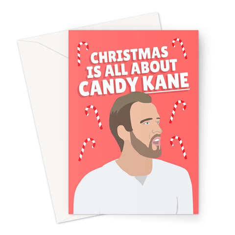 Christmas is All About Candy Kane Funny Pun Harry Football Player England Candy Cane  Greeting Card