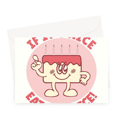 If It's Nice Eat It Twice Birthday Cake Cute Pun Funny Retro Cartoon Rhyme Greeting Card