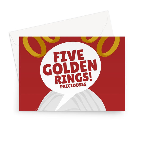 Five Golden Rings Precious Funny Movie Icon Christmas Song Film Fan Book Fantasy  Greeting Card