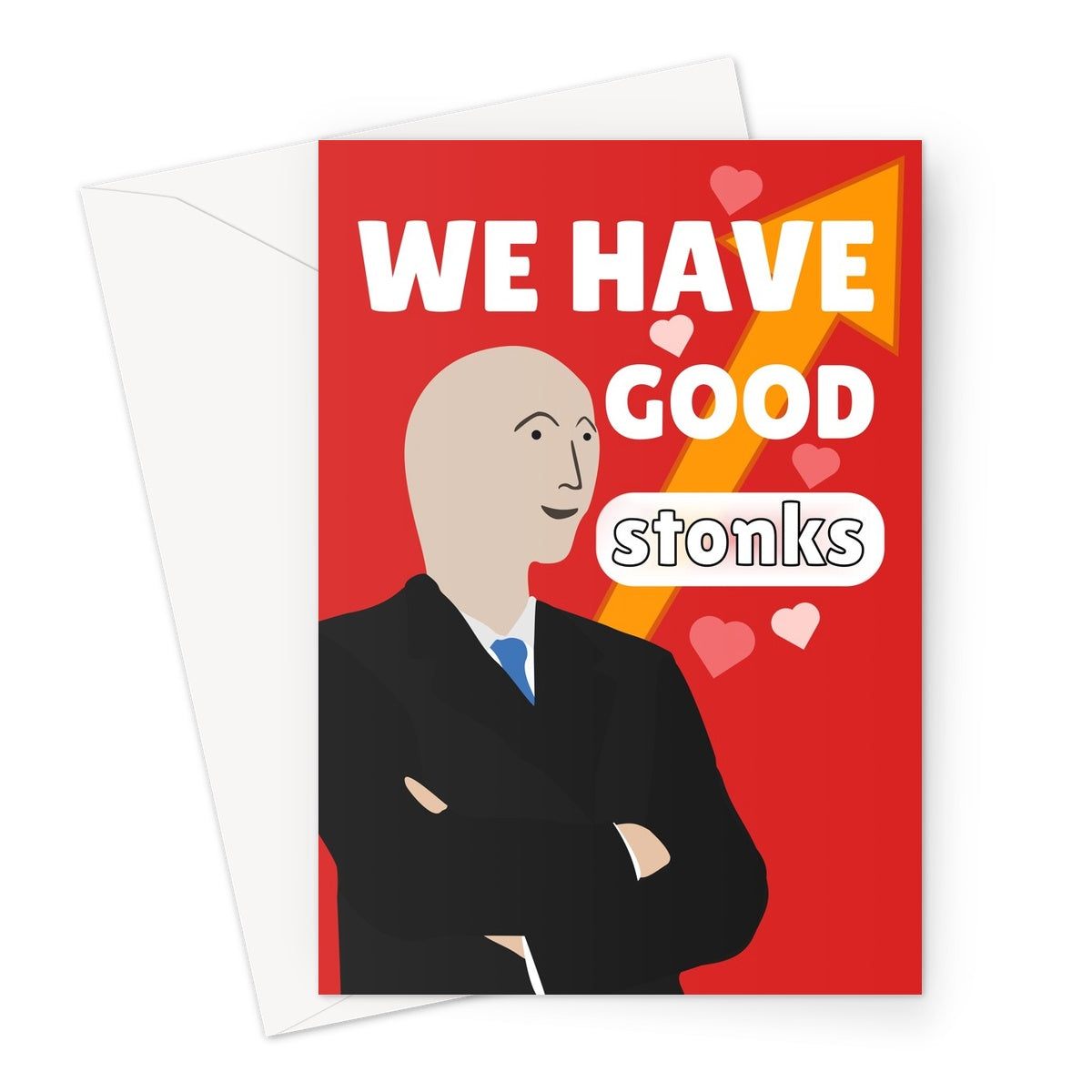 We Have Good Stonks Meme Funny Valentine's Day Anniversary Heart Social Media Greeting Card