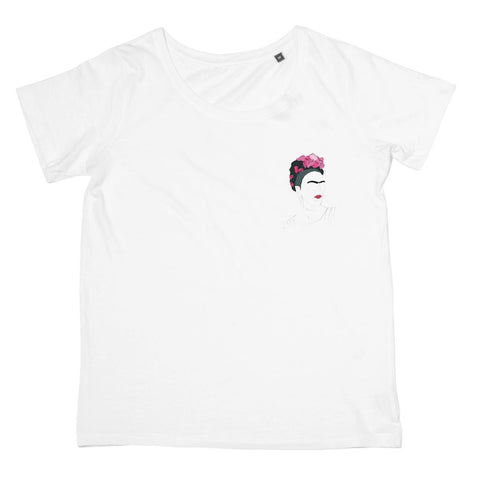 Frida Kahlo Hand Drawn T-Shirt (Cultural Icon Collection, Women's Fit, Left-Breast Print)
