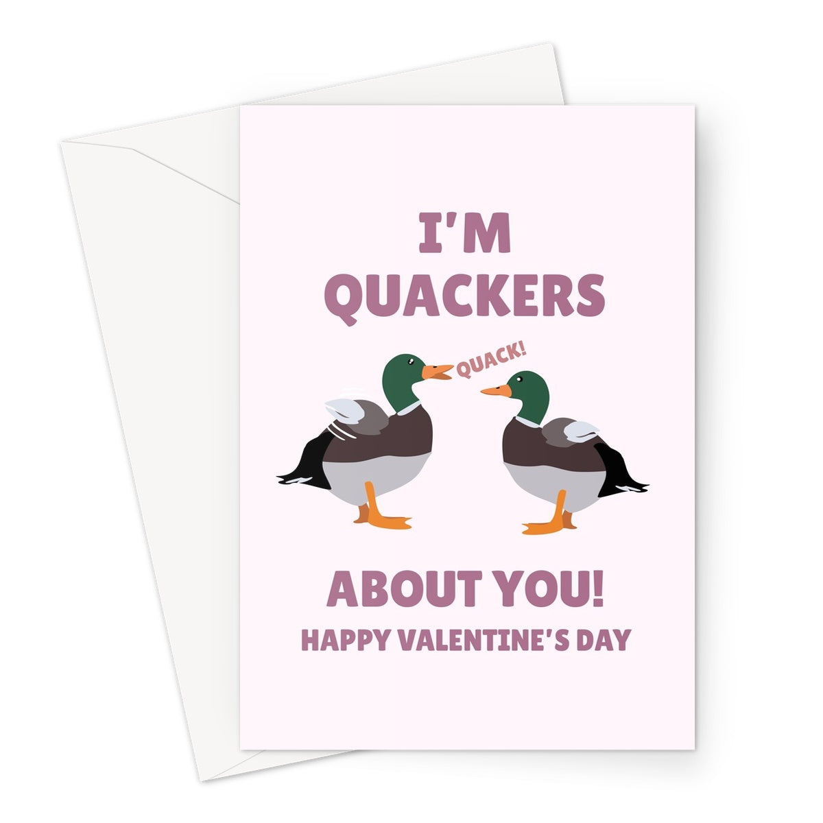 I'm Quackers About You Valentine's Day Funny Pun Duck Love Cute  Greeting Card