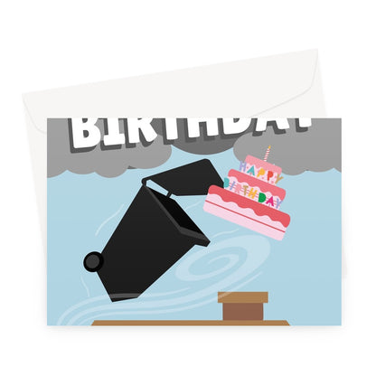 Hope Your Birthday Goes Down a Storm! Wheelie Bin Flying Funny Big Jet TV Stream Live Planes  Weather Storm Eunice UK Greeting Card