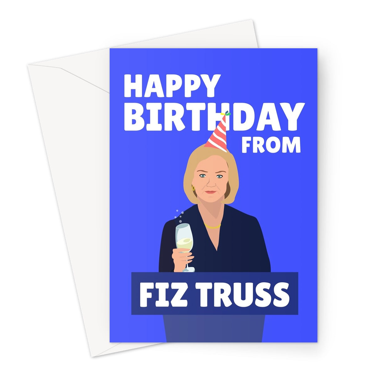 Happy Birthday From Fiz Truss Prime Minister Funny Pun Politics Liz Truss Boris Greeting Card