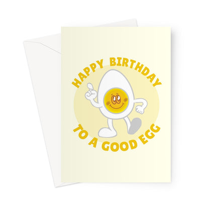 Happy Birthday To A Good Egg Funny Cute Pun Food Retro Cartoon Love Greeting Card