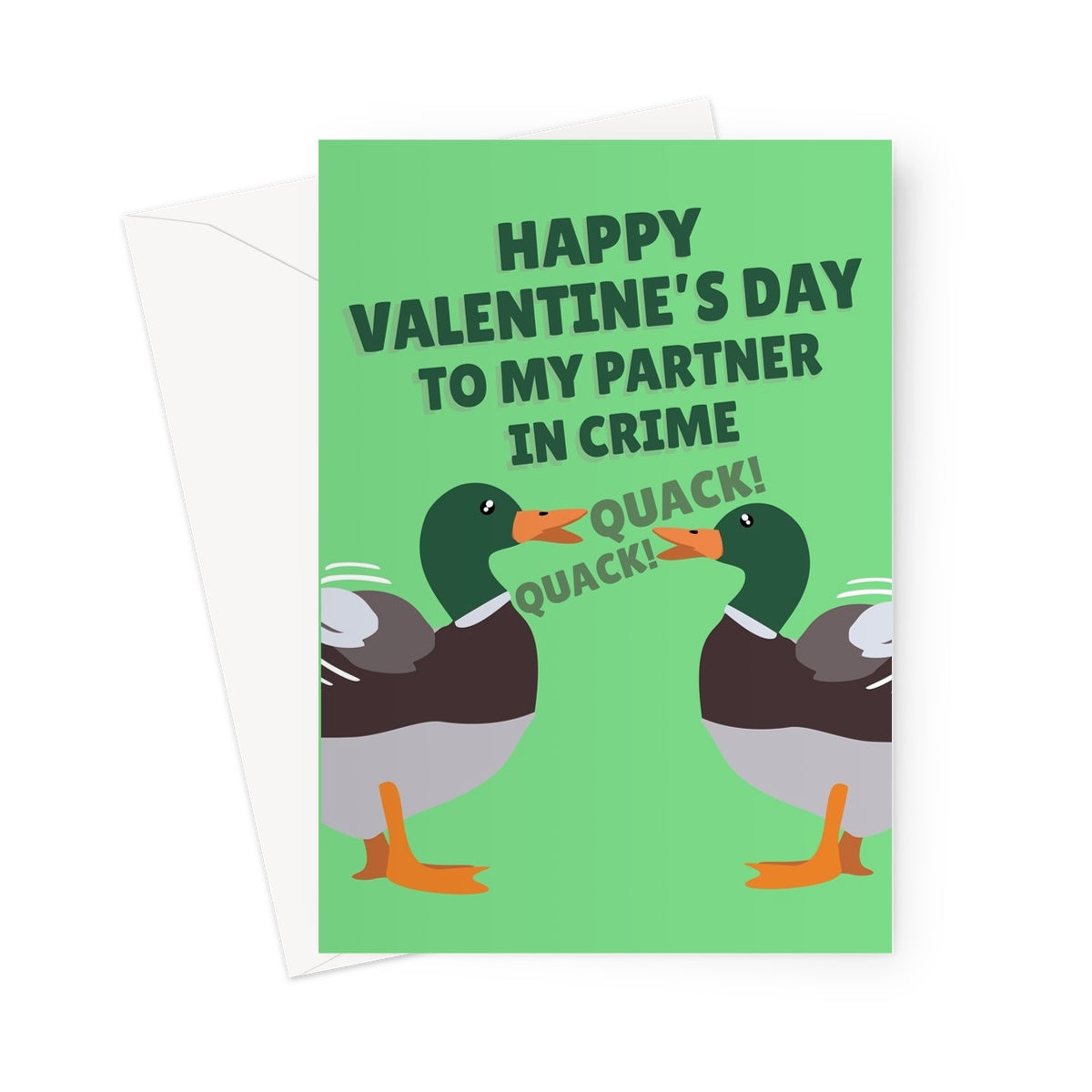 Happy Valentine's Day To My Partner in Crime Funny Cute Ducks Quack Nature Animals Birds Love Couples Greeting Card