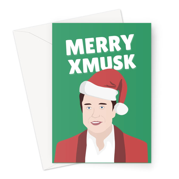 Merry Xmusk Funny Pun Love Fan Elon Musk Merry Christmas Xmas Stocks  Nerd Stonks Meme Greeting Card