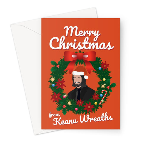Merry Christmas From Keanu Wreaths Reeves Funny Pun  Greeting Card