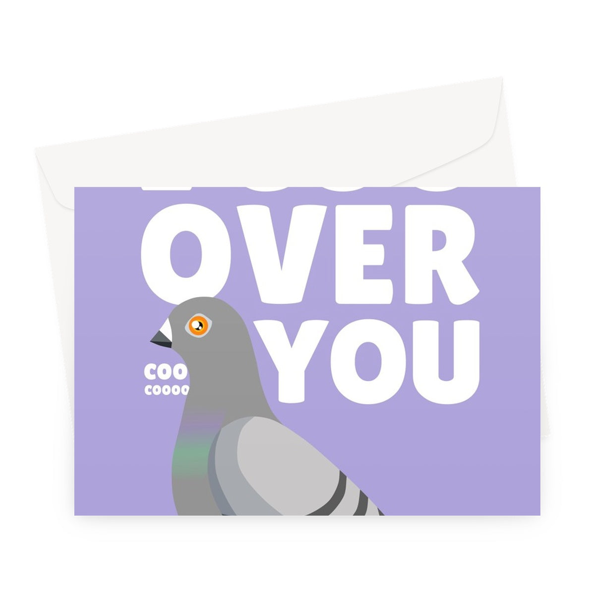 I Coo Over You Cute Pigeon Valentine's Day Birthday Anniversary Pun Animals Nature Greeting Card