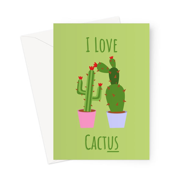 I Love Cactus (us) Punny Valentine's Day Nature Succulent Succulents Plants Love Fan Green Love You Boyfriend Girlfriend Wife Husband Partner Greeting Card