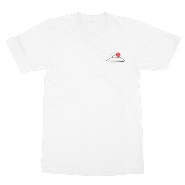 Mt Fuji Simple Lines - Travel Collection - LEFT BREAST Cute Icon Japan Japanese Fan Love Gift Softstyle T-Shirt