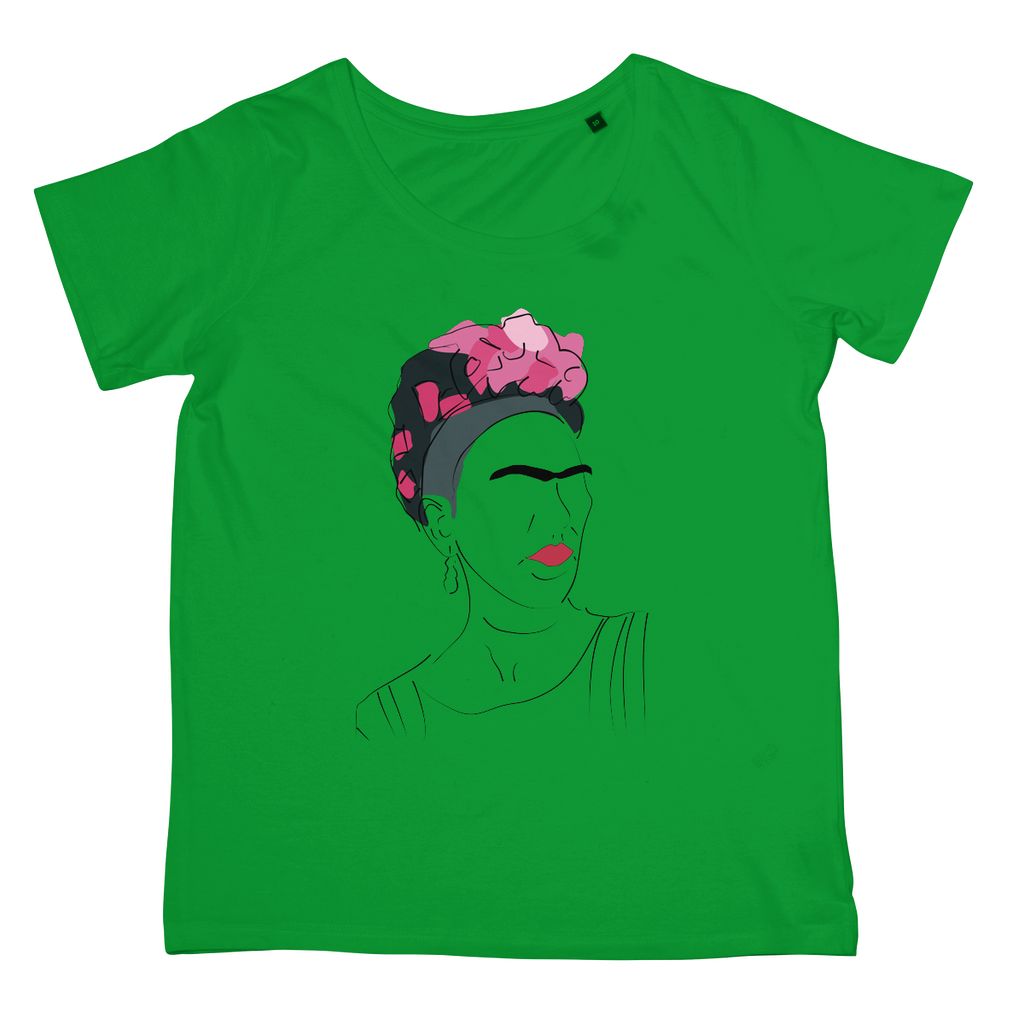 Frida Kahlo Hand Drawn T-Shirt (Cultural Icon Collection, Women's Fit, Big Print)