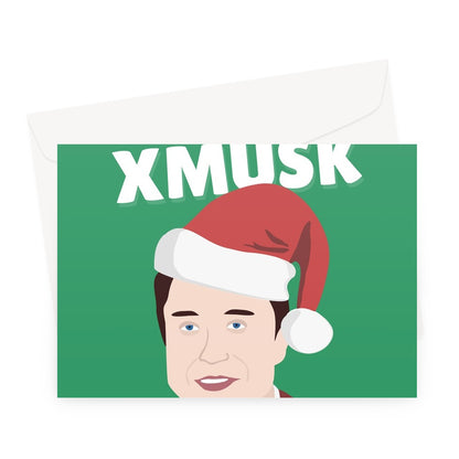 Merry Xmusk Funny Pun Love Fan Elon Musk Merry Christmas Xmas Stocks  Nerd Stonks Meme Greeting Card