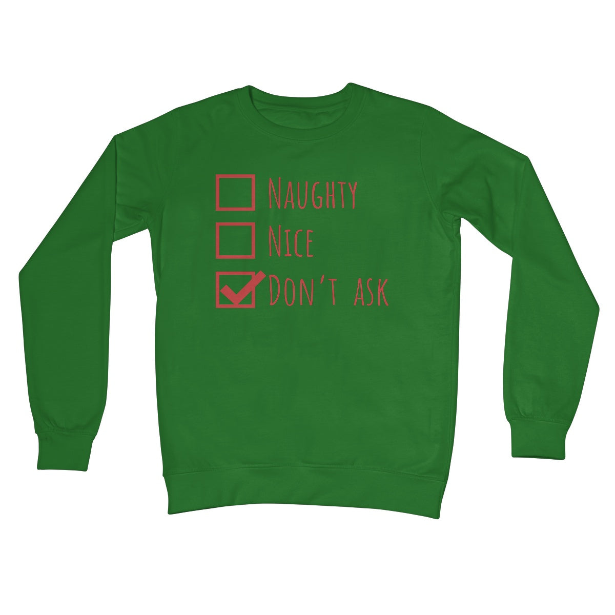 Naughty Nice Don't Ask Funny Check boxes Jumper Love Gift Christmas Xmas Festive  Crew Neck Sweatshirt