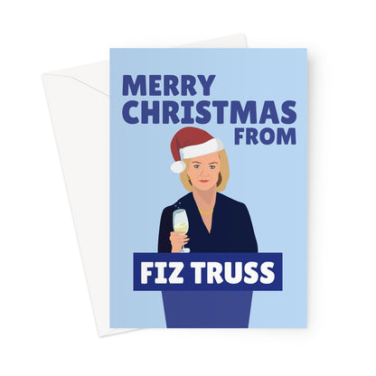 Merry Christmas From Fiz Truss Funny Xmas Politics Prime Minister Boris Pun Greeting Card