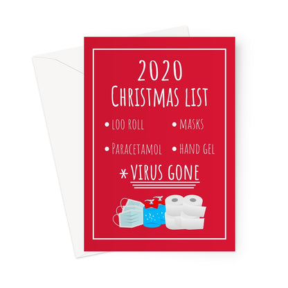 2020 Christmas List Santa Loo Roll Hand Gel Masks Virus Gone Paracetamol Funny Pandemic Family Miss You Stay Safe Greeting Card