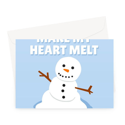 You Make My Heart Melt Merry Christmas Cute Couples Partner Snowman Melting Greeting Card