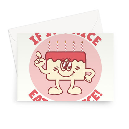 If It's Nice Eat It Twice Birthday Cake Cute Pun Funny Retro Cartoon Rhyme Greeting Card