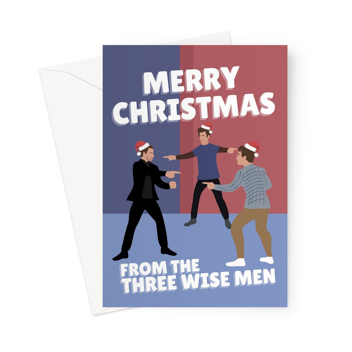 Merry Christmas From The Three Wise Men Tom Holland Tobey Maguire Andrew Garfield Spider Pointing Meme Love Fan Film Xmas Super  Greeting Card