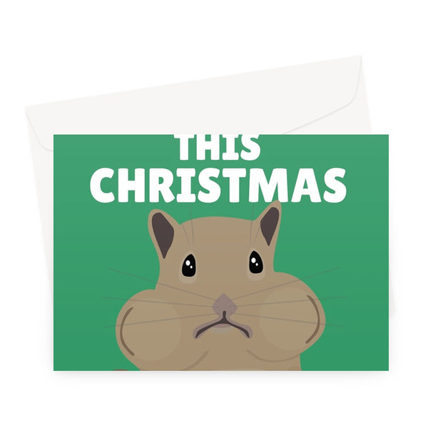 Stuff your face this Christmas funny chubby cheeks animal chipmunk squirrel food fat   Greeting Card