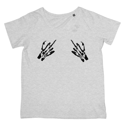 Halloween Apparel - Swearing Skeleton Bone Hands Haloween Spooky Horror Fan Women's Retail T-Shirt