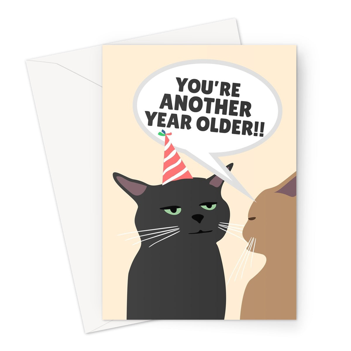 You're Another Year Older Funny Meme Zoned Out Annoyed Black Cat Video Birthday Pets Unimpressed  Greeting Card