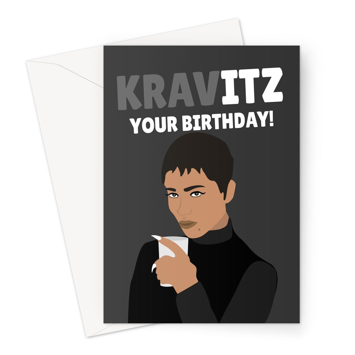 Zoe Kravitz Your Birthday! Cat Film Movie Fan Celebrity Bat Icon Greeting Card