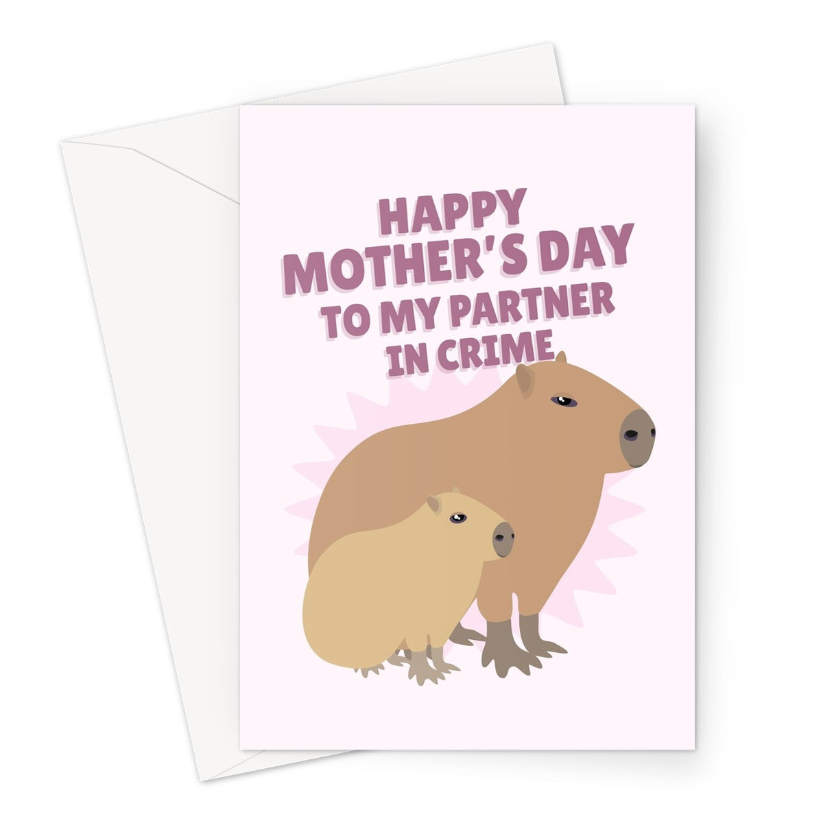 Happy Mother's Day To My Partner In Crime Funny Capybara Animal Nature Zoo Cute Greeting Card