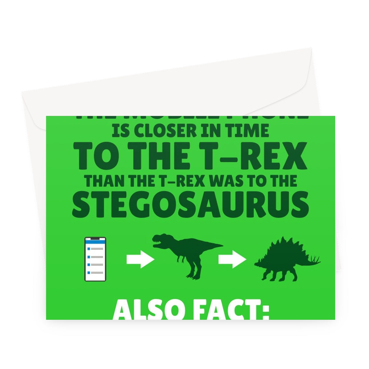 Fact: The Mobile is Closer in Time To The T-rex Than The T-rex Was To The Stegosaurus. Also Fact: You Were Alive To See Them All Funny Birthday Dad Father's Day Dinosaurs  Greeting Card