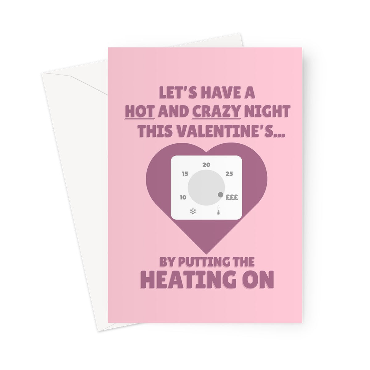 Let's Have a Hot and Crazy Night This Valentine's... By Putting The Heating On Funny Love Cost of Living Expensive Cheeky Greeting Card