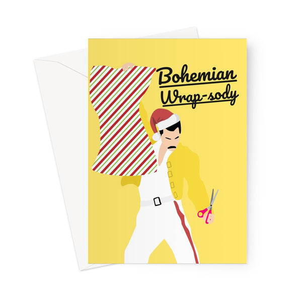 Bohemian Wrap-sody Freddie Mercury - Christmas Xmas Festive Funny Rhapsody Song Classic Retro Love Wrapping paper  Greeting Card
